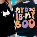 Personalized My Dog Is My Boo T-shirt Halloween Ghost Dog Shirt Spooky Season Short Sleeve Tee Halloween Party Favor Birthday Gift for Dog Lover