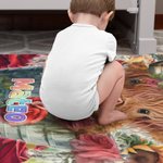 Mucca Highland personalizzata in un secchio Coperta in pile con nome animale floreale Coperta per la casa Decorazione di Natale Regalo di compleanno p