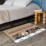 Alfombrilla personalizada Welcome To Our House Funny Pet Door Mat Birthday Christmas Gift for Dog Cat Pet Lovers