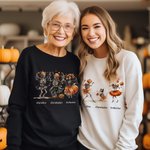 Sweatshirt Personnalisé avec 1-6 Danseurs Squelettes et Noms Cadeau Halloween Fête Vacances pour Famille Amis