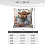 Gepersonaliseerde Baby Highland Cow In a Bucket Kussenhoes Bohemia Kussenhoes Decoratie Verjaardag Housewarming Newborn Gift voor Kid Highland Cow lie