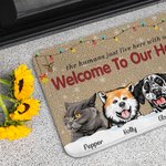 Alfombrilla personalizada Welcome To Our House Funny Pet Door Mat Birthday Christmas Gift for Dog Cat Pet Lovers
