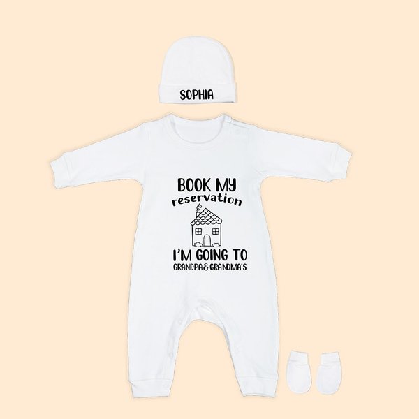 Book My Reservation Personalized Newborn Onesie Baby Announcement Bodysuit Funny Romper Newborn Gift Baby Shower Gift