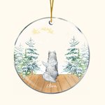 Personalised Angel Dog Acrylic Ceramic Ornament Dog Memorial Round Shape Ornament Christmas Winter Snow Hangings Pet Loss Gift for Dog Lover Pet Owner