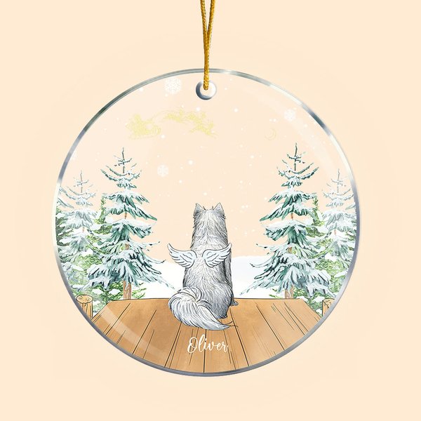 Décoration Ronde Personnalisée avec 1-3 Chiens à Ailes d'Ange Ornement Acrylique ou Céramique pour Noël Fête d'Hiver Cadeau pour Amoureux de Chien