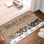 Personalized Beware Of Pets Funny Pet Door Mat Birthday Christmas Gift for Dog Cat Pet Lovers