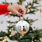 Personalised Angel Dog Acrylic Ceramic Ornament Dog Memorial Round Shape Ornament Christmas Winter Snow Hangings Pet Loss Gift for Dog Lover Pet Owner