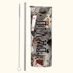 Personlig poker 3D-spillkort 20 oz tynn tumbler med sugerør kortkort krus reisekopp morsom gave til pokerspiller