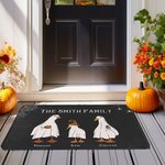 Zerbino personalizzato Halloween Ghost Geese Pumpkin con nome della famiglia Regalo di Halloween per amico di famiglia Agriturismo Home Kitchen Floor Decor