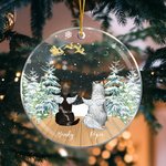 Personalised Angel Dog Acrylic Ceramic Ornament Dog Memorial Round Shape Ornament Christmas Winter Snow Hangings Pet Loss Gift for Dog Lover Pet Owner