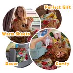 Mucca Highland personalizzata in un secchio Coperta in pile con nome animale floreale Coperta per la casa Decorazione di Natale Regalo di compleanno p