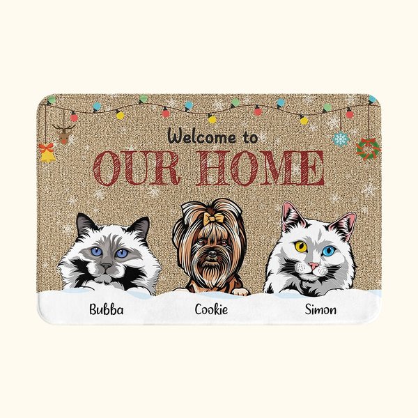 Alfombrilla personalizada Welcome to Our Home Funny Pet Door Mat Birthday Christmas Gift for Dog Cat Pet Lovers