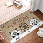 Alfombrilla personalizada Welcome to Our Home Funny Pet Door Mat Birthday Christmas Gift for Dog Cat Pet Lovers