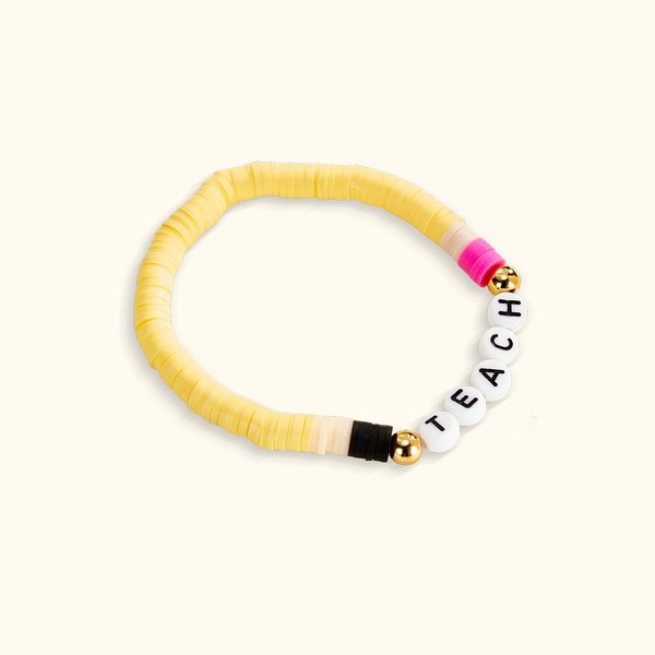 Lápiz personalizado Apple Clay Bead Stretch pulsera creativa apilable pulsera de vuelta a la escuela Maestro Apreciación de Regalo