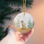 Personalised Angel Dog Acrylic Ceramic Ornament Dog Memorial Round Shape Ornament Christmas Winter Snow Hangings Pet Loss Gift for Dog Lover Pet Owner