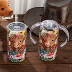 Gepersonaliseerde Food-grade roestvrij stalen 12oz Highland Cow drinkbeker met rietje en naam Verjaardags- of Kerstcadeau voor kinderen