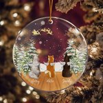 Personalised Angel Dog Acrylic Ceramic Ornament Dog Memorial Round Shape Ornament Christmas Winter Snow Hangings Pet Loss Gift for Dog Lover Pet Owner