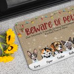 Personalized Beware Of Pets Funny Pet Door Mat Birthday Christmas Gift for Dog Cat Pet Lovers