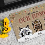 Alfombrilla personalizada Welcome to Our Home Funny Pet Door Mat Birthday Christmas Gift for Dog Cat Pet Lovers