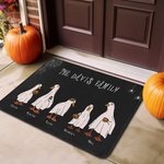 Zerbino personalizzato Halloween Ghost Geese Pumpkin con nome della famiglia Regalo di Halloween per amico di famiglia Agriturismo Home Kitchen Floor Decor