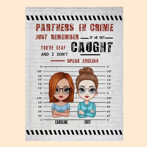 Personalized Partners ln Crime Soul Sister Fleece Blanket Sherpa Blanket Soft and Warm Brick Style Blanket for Best Friend