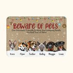 Personalized Beware Of Pets Funny Pet Door Mat Birthday Christmas Gift for Dog Cat Pet Lovers