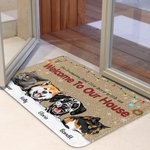 Alfombrilla personalizada Welcome To Our House Funny Pet Door Mat Birthday Christmas Gift for Dog Cat Pet Lovers