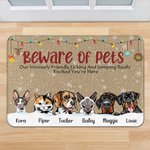 Personalized Beware Of Pets Funny Pet Door Mat Birthday Christmas Gift for Dog Cat Pet Lovers