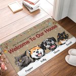 Alfombrilla personalizada Welcome To Our House Funny Pet Door Mat Birthday Christmas Gift for Dog Cat Pet Lovers