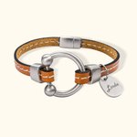 Personalized Equestrian Horsebit Leather Magnetic Bracelet with Name Horse Lovers Jewellery Birthday Mother's Day Gift for Woman Girl