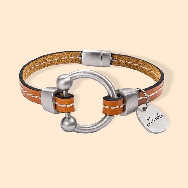 Bracelet en Cuir Élément Mors Boucle Magnétique Bijou Personnalisé avec Nom Cadeau Anniversaire pour Amoureux des Chevaux Amateurs de l'Équitation