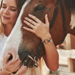 Personalized Equestrian Horsebit Leather Magnetic Bracelet with Name Horse Lovers Jewellery Birthday Mother's Day Gift for Woman Girl