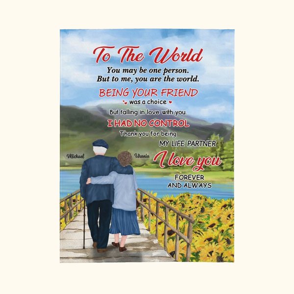 Personalizada To The World You May Be One Person But To Me, You Are The World Manta Franela Sherpa Regalo de Aniversario de Boda