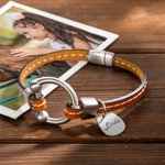 Personalized Equestrian Horsebit Leather Magnetic Bracelet with Name Horse Lovers Jewellery Birthday Mother's Day Gift for Woman Girl