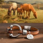 Personalized Equestrian Horsebit Leather Magnetic Bracelet with Name Horse Lovers Jewellery Birthday Mother's Day Gift for Woman Girl