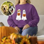 Sweat-shirt Personnalisé avec 1-4 Fantômes Chien et Noms Cadeau Halloween pour Amoureux de Chien