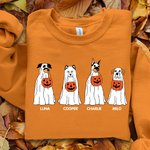 Sweat-shirt Personnalisé avec 1-4 Fantômes Chien et Noms Cadeau Halloween pour Amoureux de Chien