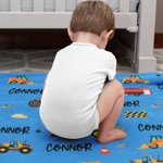 Couverture personnalisée avec le nom de l'enfant pour le camion de construction et la pelleteuse Cadeaux d'anniversaire et de naissance pour les enfan