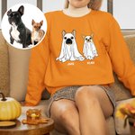 Sweat-shirt Personnalisé avec 1-4 Fantômes Chien et Noms Cadeau Halloween pour Amoureux de Chien