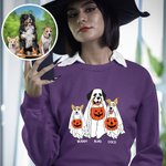 Sweat-shirt Personnalisé avec 1-4 Fantômes Chien et Noms Cadeau Halloween pour Amoureux de Chien