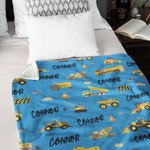 Couverture personnalisée avec le nom de l'enfant pour le camion de construction et la pelleteuse Cadeaux d'anniversaire et de naissance pour les enfan