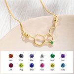 Collier Personnalisé Pierre de Naissance en Molécules de Sérotonine avec Carte Cadeau pour Mère Professeur de Chimie Médecin