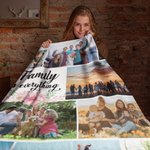 Personalisierte „Family is everything“ Weiche Decke mit 9 Fotos Collage Geburtstag Weihnachten Geschenk für Familie Freunde