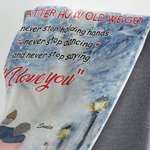 Henkilökohtainen Ei ole väliä kuinka vanha saamme koskaan lopeta pitämällä kädet peitto Flanelli Sherpa Häät vuosipäivä