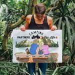 Personalizzato Mountain falò Camping Life Colorful Painting Wall Decoration Gift for Family Camping Lover