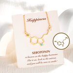 Collier Personnalisé Pierre de Naissance en Molécules de Sérotonine avec Carte Cadeau pour Mère Professeur de Chimie Médecin