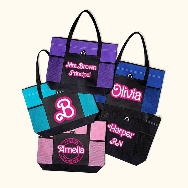 Gepersonaliseerde Roze Pop Geïnspireerde Grote Draagtas met Gaaszakken en Ritssluiting Bedankingsgeschenk voor Leraar Werknemer Verpleegkundigen