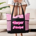 Gepersonaliseerde Roze Pop Geïnspireerde Grote Draagtas met Gaaszakken en Ritssluiting Bedankingsgeschenk voor Leraar Werknemer Verpleegkundigen