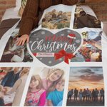 Personalized 8 Photos Collage Cozy Soft Fleece Sherpa Blanket Christmas Gift for Family Friend