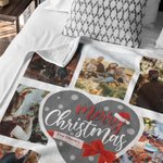 Personalized 8 Photos Collage Cozy Soft Fleece Sherpa Blanket Christmas Gift for Family Friend